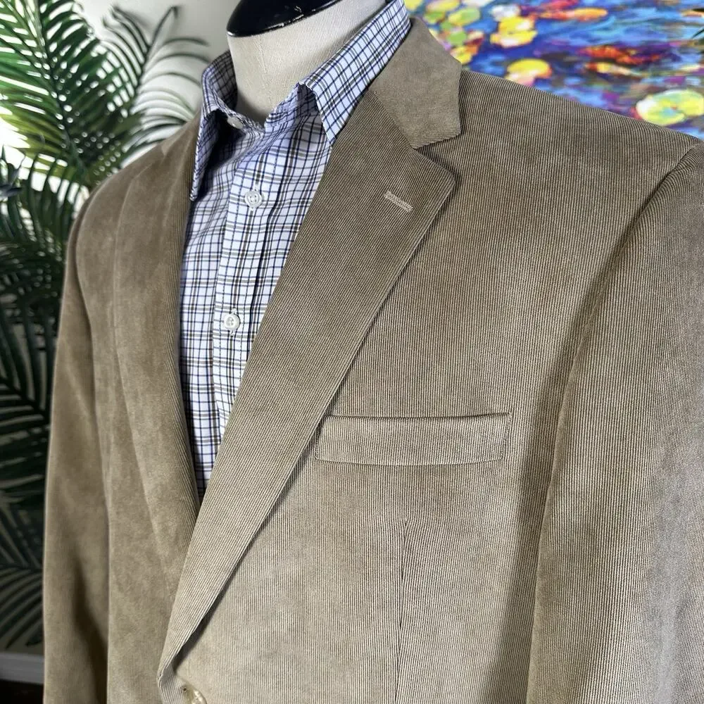 Lauren Ralph Lauren Sport Coat Blazer 46R Corduroy Beige Paisley lining